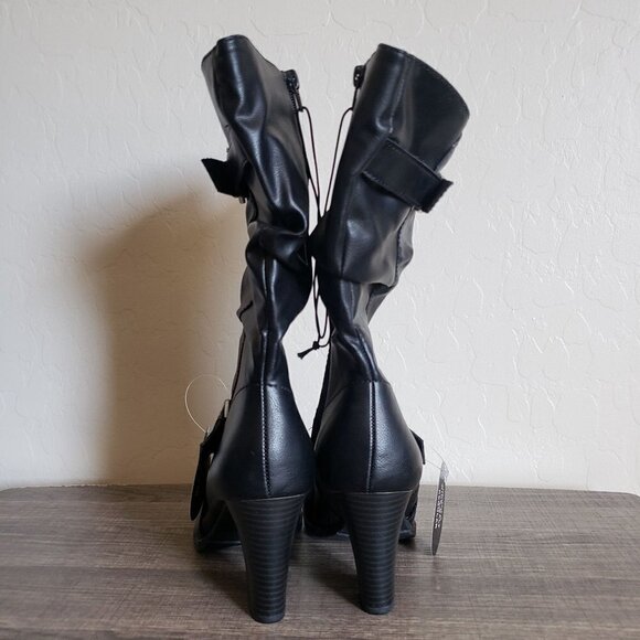Style & Co Sachi Block Heel Mid-Shaft Slouchy Boots Faux Black 8.5 Wide Calf NEW - Picture 5 of 11